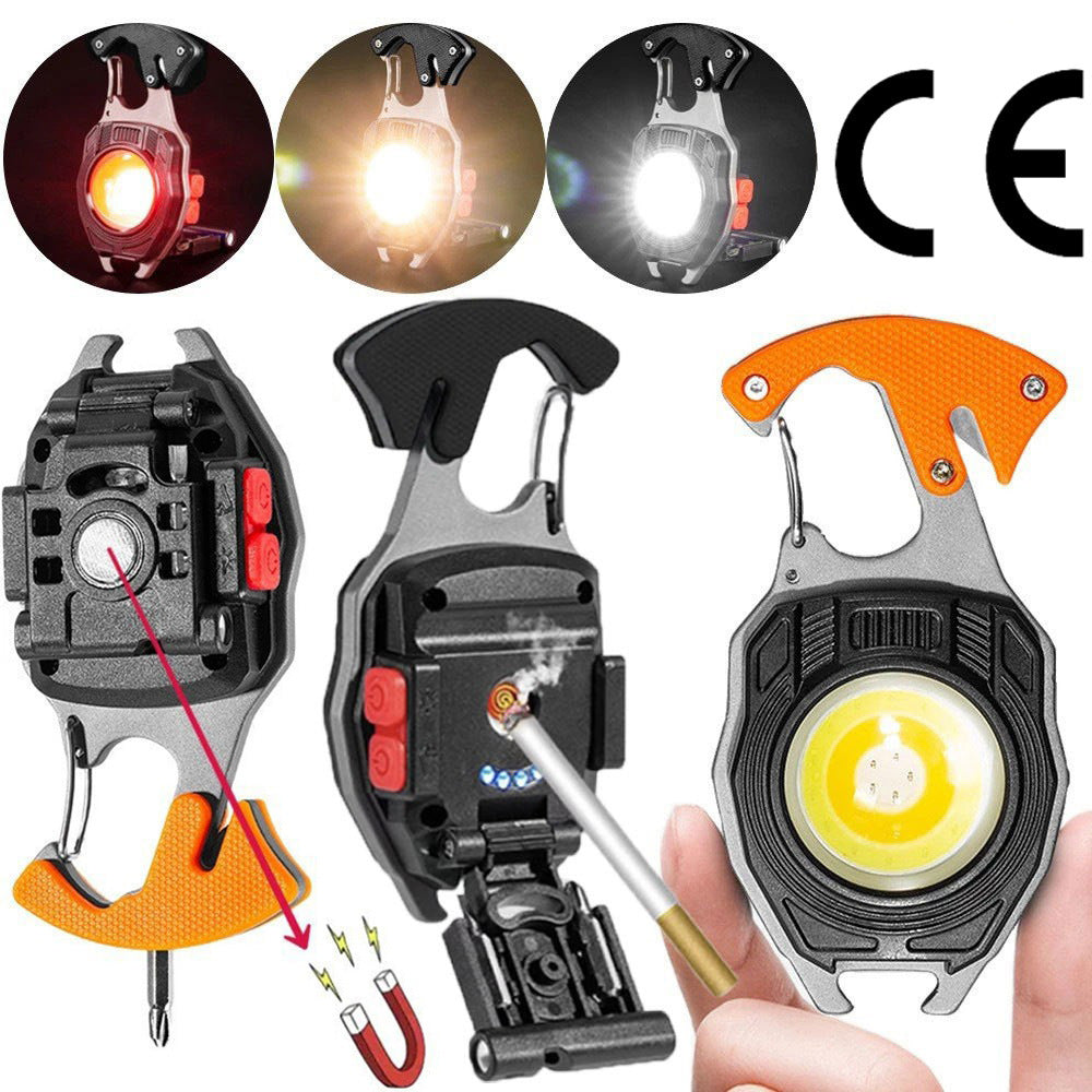 Keychain work light multifunctional cigarette lighter charging portable camping auto repair LED strong light mini camping light