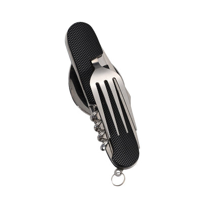 Multi-functional Foldable Detachable Combination Cutlery Set, Outdoor Hiking Travel Utensils with Multi-opening Aluminum Handle, Gift Fruit Knife