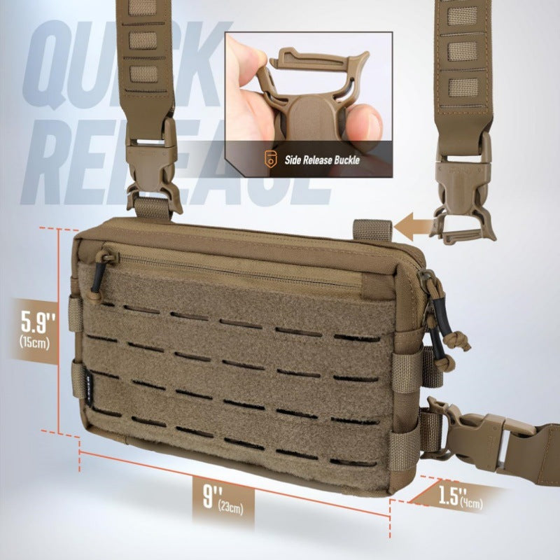 Tactical/outdoor gear: 1000D Airsoft bag, Molle vest, chest bag, camping pack, EDC hunting/hiking kit.