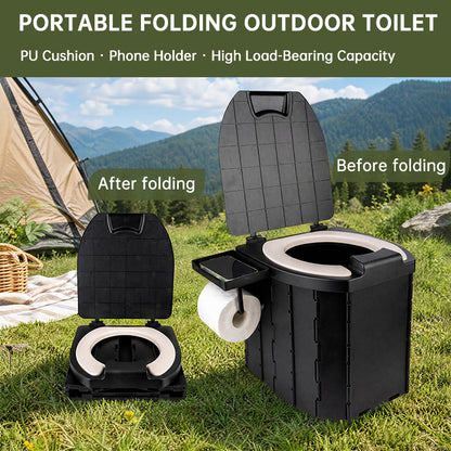 Portable PU Toilet with Lid – 200KG Capacity Mobile Camping Potty for Adults, Car Emergency Commode for Outdoor Adventures
